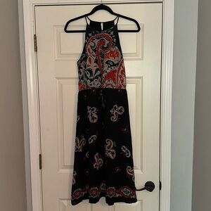 Loft Gray/Orange Paisley Halter Dress